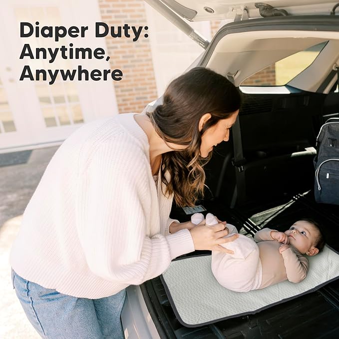 KeaBabies Portable Diaper Changing Pad, Easy Wipe Clean - Foldable Waterproof Baby Changing Mat for Diaper Bag, Compact, Lightweight, 25x13 Newborn, Infant, Baby Changer Travel Essential (Woods)