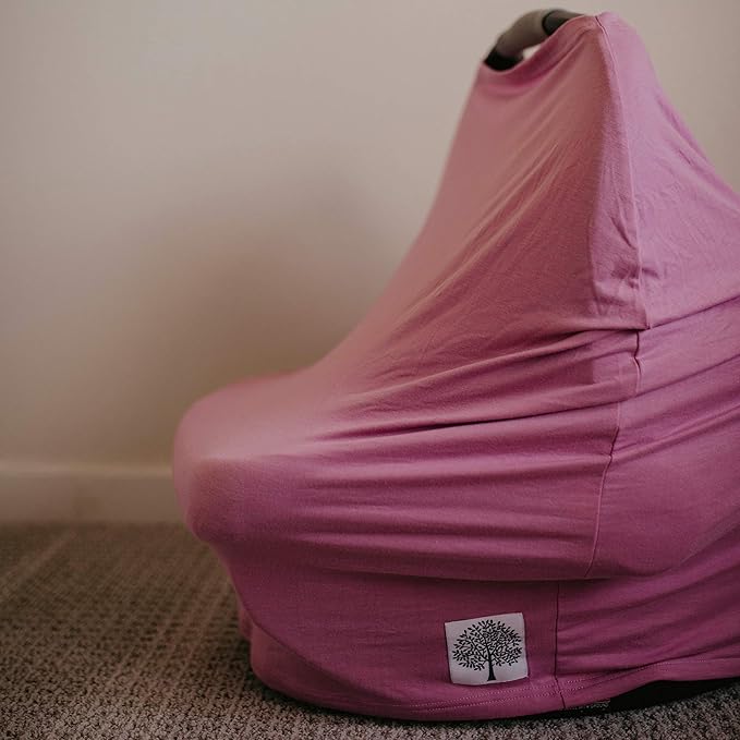 Parker Baby Co. 4 in 1 Car Seat Cover for Girls and Boys - Stretchy Carseat Canopy, Nursing Cover, Grocery Cart Cover, High Chair Cover - Lily