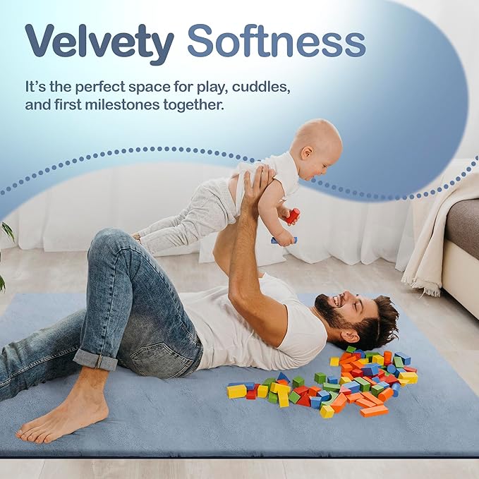 Baby Play Mat for Floor - 1.3” Thick Memory Foam, 59" x 79" Large Crawling Mat for Infant & Toddler, Soft Non-Toxic Crawling Mat, Easy to Clean, Non-Slip Reversible Design - (Dark Gray)