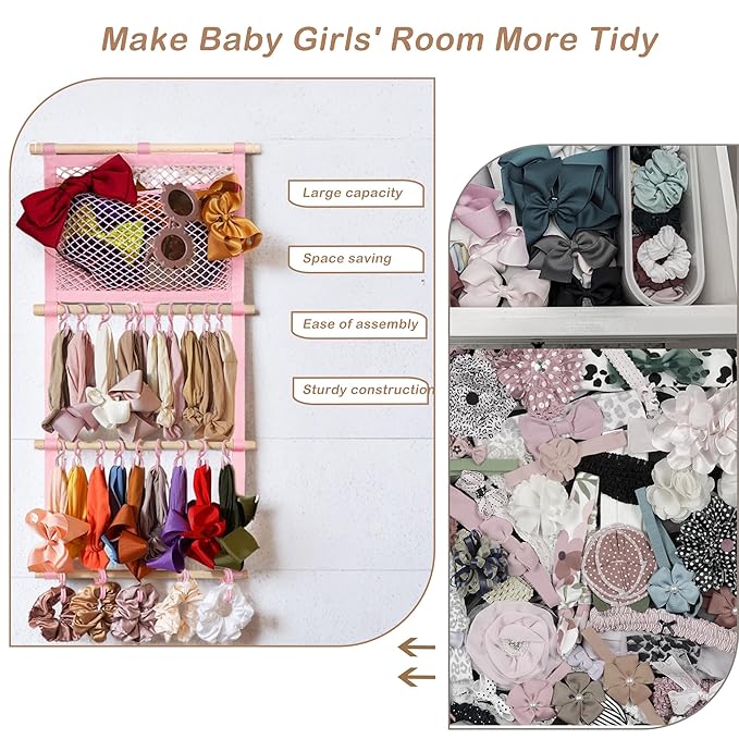 kangaroo Headband Holder Hair Bows Organizer for Baby Girls Large Capacity Bow Holder Hair Accessories Wall Hanging Organizer for Toddler Baby Girl Nursery Room Decor