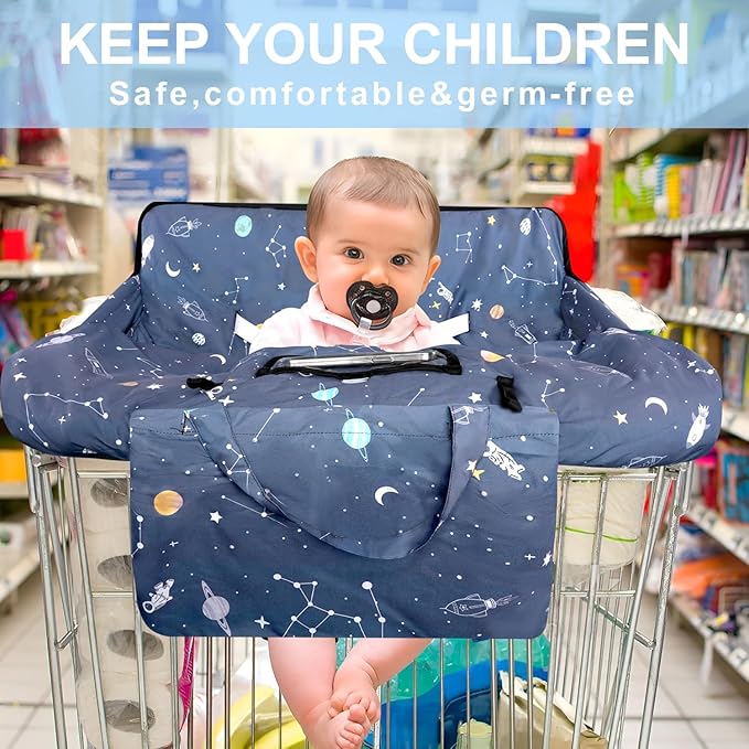 Grey Shopping Cart Cover for Baby 2-in-1 High Chair Cover with Safety Harness Multifunctional Dog Pattern Cart Covers for Babies Soft Padded Grocery Cart Cover for Baby Boy Girl