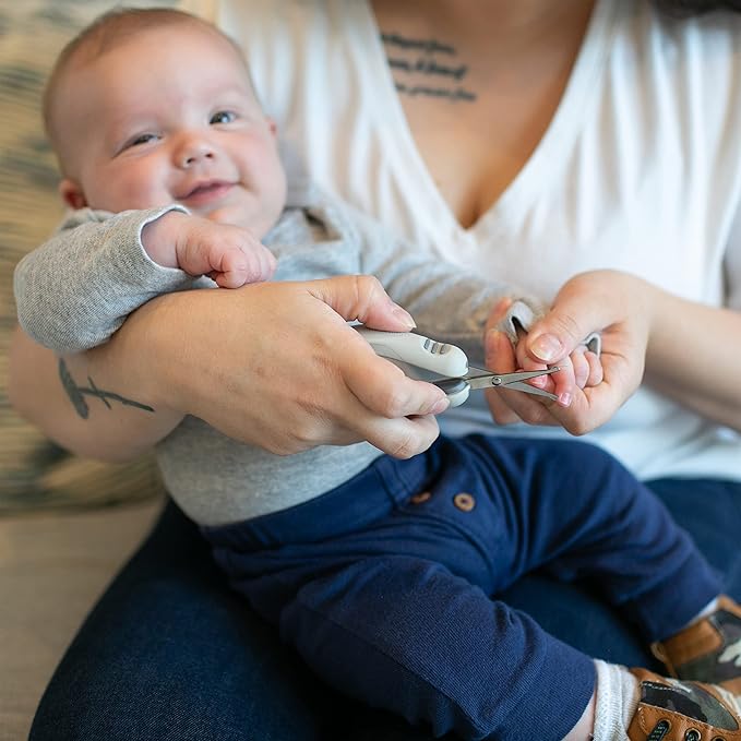 Dr. Brown's Safe Squeeze Nail Scissors with Rounded Blade Tip and 100% Silicone Handle for Infant & Baby