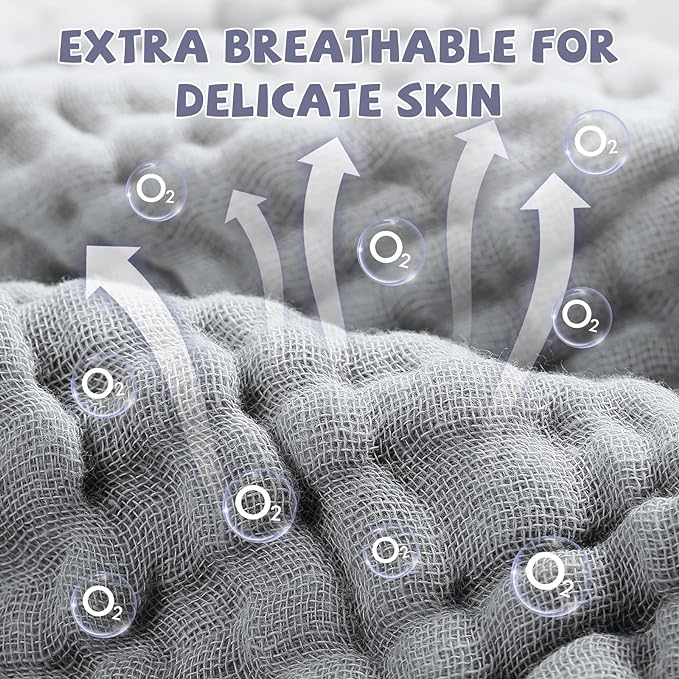 MUKIN Baby Washcloths - Soft Face Cloths for Newborn, Absorbent Bath Face Towels, Baby Wipes, Burp Cloths or Face Towels, Baby Registry as Shower. Pack of 6-12x12 inches (Grey)