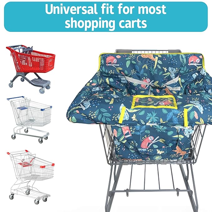 Shopping Cart Cover for Baby,2-in-1 Baby Cart Covers with Portable Cloth Bag Cart Seat Pad for Babies Grocery Cushion Cover Restaurant,Suitable for All Supermarkets and Restaurants