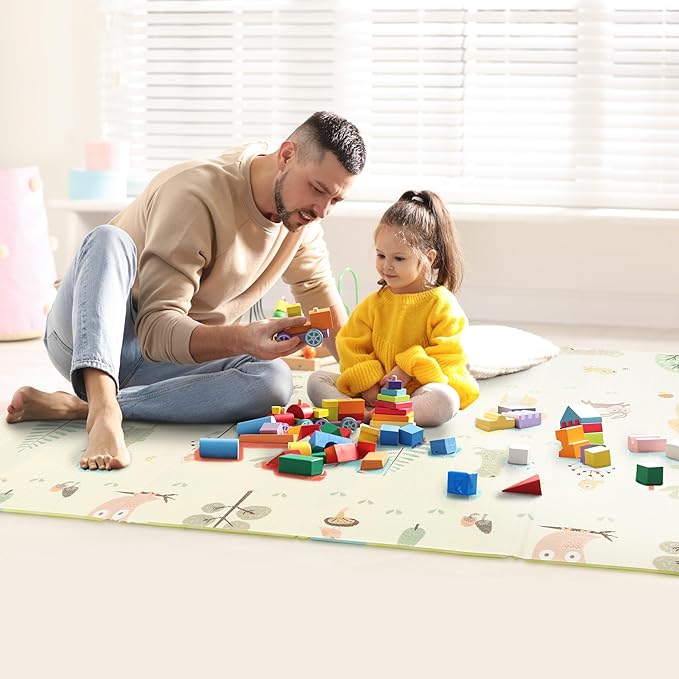 Bammax X-Large Waterproof & Foldable Baby Play Mat - 70" x 78" Reversible & Foldable | 1 cm Thick Safe Baby Playmat | Crawling & Kids Play Mat - Maze & Bears