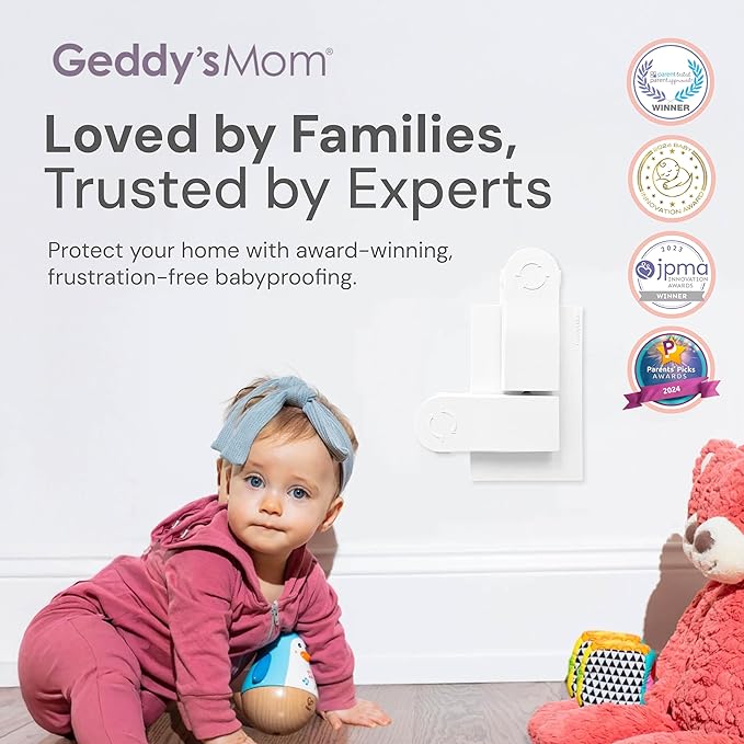 GEDDY'S MOM Shut Your Face | Automatic Closing Child Proof Outlet Covers | Made in The USA Award Winning Plug & Outlet Covers Baby Proofing | Choose 2-Screw (Decora) Outlet Protector