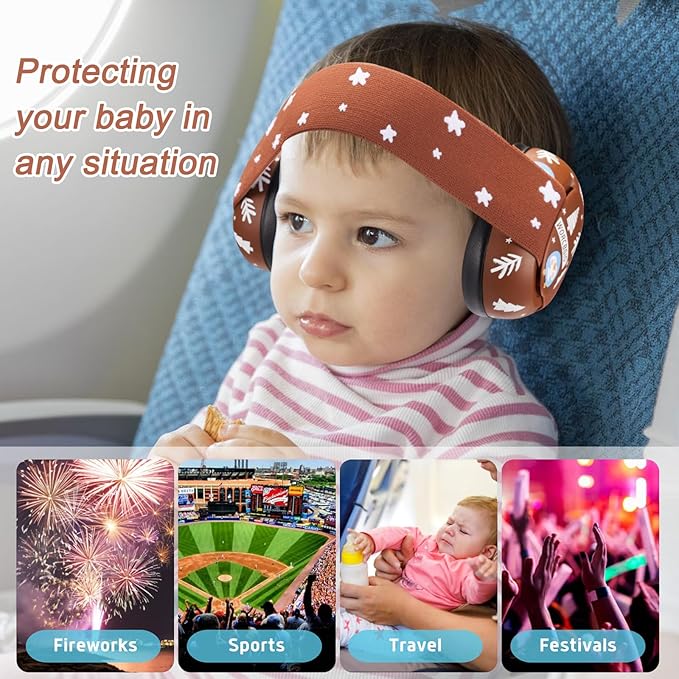Infant Ear Protection Noise Cancelling Baby Ear Muffs, Toddler Hearing Protection with Adjustable Elastic Headband，Penguin