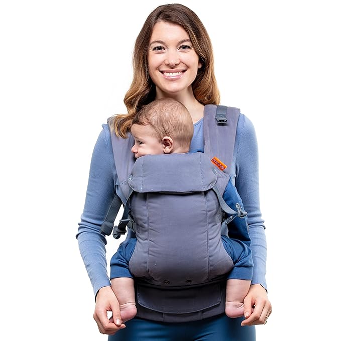 Beco Gemini Baby Carrier from Newborn to Toddler - Certified Ergonomic Newborn Baby Carrier for Infants and Children of 7-35 lbs - M Shape, Adjustable Seat, 100% Cotton (Grey)