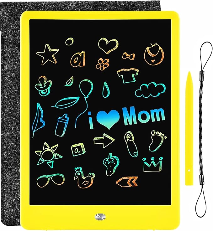 Sketch Pads for Drawing Kids, LEYAOYAO LCD Writing Tablet with Protect Bag Etch a Pads,Colourful Screen Draw Pad Draw Board,Birthday Gifts for 3 4 5 6 Year Old Girls(Yellow,10-Inch)