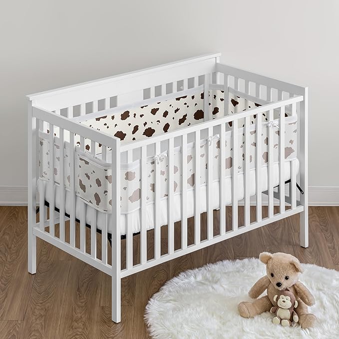 Sweet Jojo Designs + BreathableBaby 2-Piece Breathable Mesh Crib Liner Set (Western Cow Print) for Boys/Girls, Baby, Infants/Newborn Nursery (Brown, Southern Charm, Country, South, Wild West, Animal)