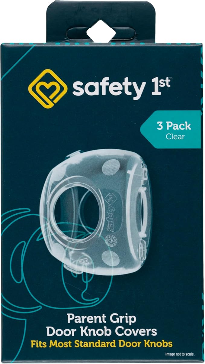 Safety 1st Parent Grip Door Knob Covers 3 Pack, Crystal Clear