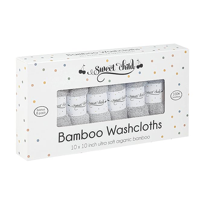 Sweet Child 8-Pack Baby Washcloths -Super Soft Rayon Washcloth, Baby Wash Cloths for Newborn,Infants and Kids, Bath Baby Towels, Body and Face Towel, Face Cloths for Washing Face
