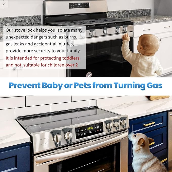 5-Pack Gas Stove Knob Locks for Toddler Safety, Durable Design Knob Safety Covers, Child Proof Oven Knob Locks, Prevent Accidental Touch(Black)