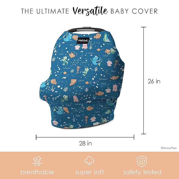 Milk Snob Original Disney Pixar 5-in-1 Baby Cover, Breastfeeding, Car Seat, Carrier, Stroller, High Chair, Shopping Cart, Canopy, Baby Shower Gender Neutral Gifts, Nursing Top (Finding Nemo)