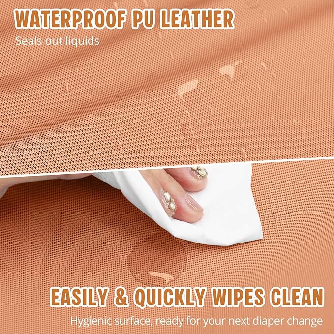 Vegan Leather Baby Changing Pad, Waterproof & Wipeable Soft Diaper Changing Mat 32“ x 16.6" Comfortable Infant Changing Station for Dresser & Table