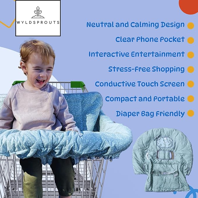 Shopping Cart Cover for Baby | Extra-Padded Baby Cart Covers | Grocery Cart Cover for Baby, Pastel Green Baby Shopping Cart Cover | Large Baby Cart Covers | Neutral Cart Cover for Babies