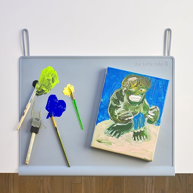 The Table Tyke Table Tyke Placemat XL Silicone Baby Placemat with Teething Edge Bumper - Waterproof Toddler Table Mat for Eating, BPA Free, Dishwasher Safe (Sage Green)