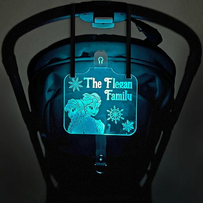 Personalized Night Light Stroller Name Tag, Mouse Ears Sign, Light up Family Stroller Sign for Theme Parks, Amusement Park Family Sign (Style 3)