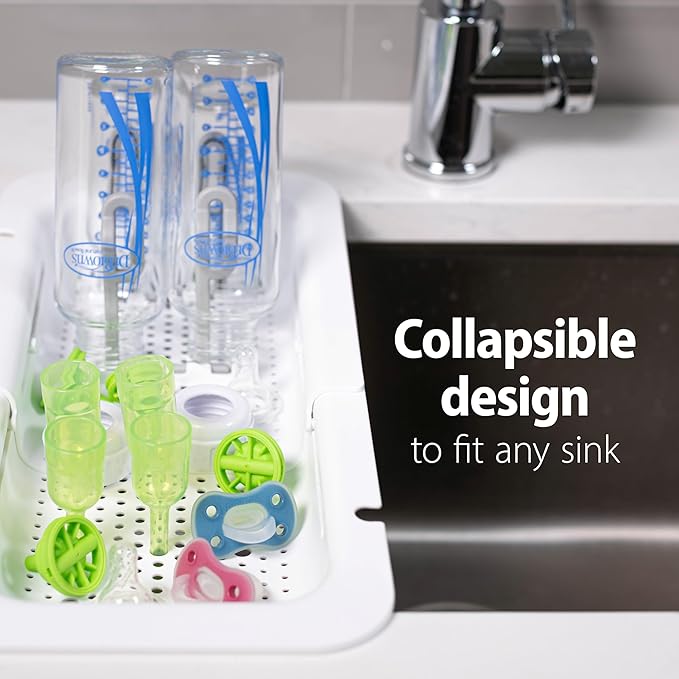 Dr. Brown's Sink Caddy for Baby Bottles and Parts with Two Brush Holders, Over The Sink Kitchen Storage, Drying Rack, and Organizer, BPA-Free