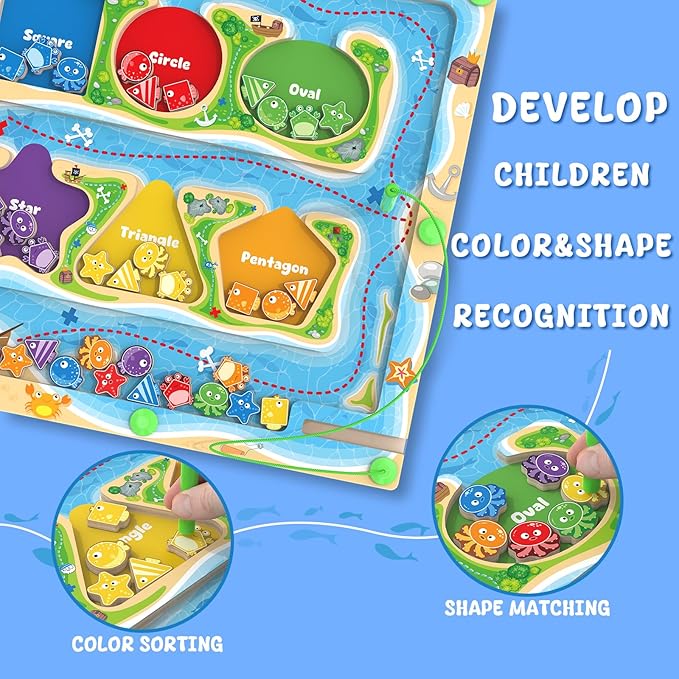 Magnetic Color & Shape Maze - Montessori Toys for 3 4 5 Year Old, Color and Shape Sorting Toy, Montessori Toys for Kids Boys Girls Gifts Ages3+, Preschool Learning Activities