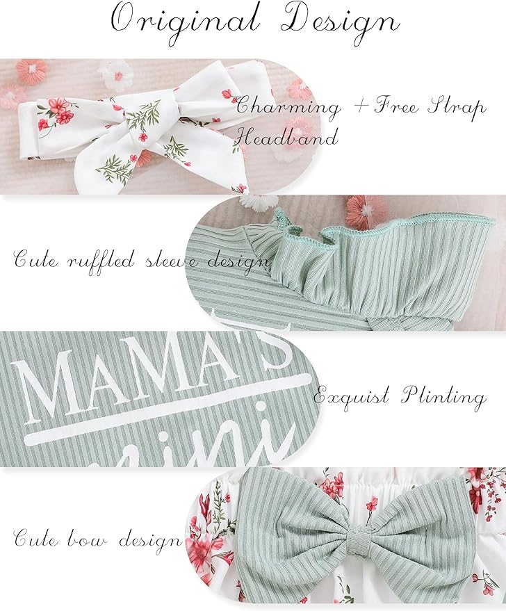 Newborn Infant Clothes Baby Girl Dress Summer Toddler Outfit Cute Girl Romper Skirt Set+Headband