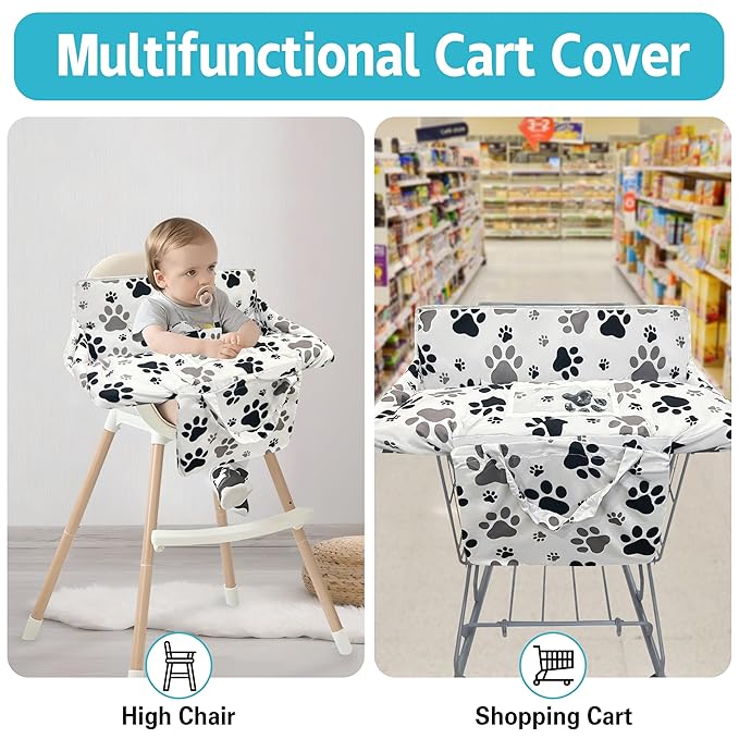 Shopping Cart Cover for Baby,2-in-1 Baby Cart Covers with Portable Cloth Bag Cart Seat Pad for Babies Grocery Cushion Cover Restaurant,Suitable for All Supermarkets and Restaurants