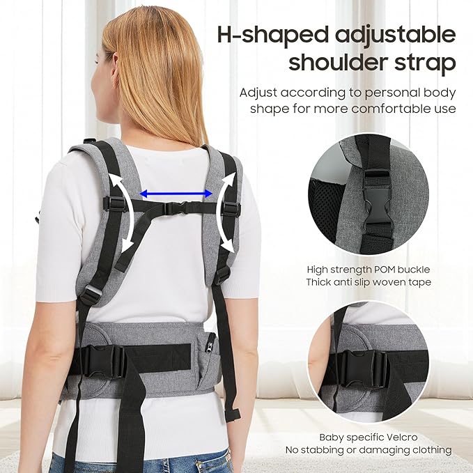 Sageky- 2-in-1 Baby Carrier Hip Seat - Front Back Hip Carry - Ergonomic M Seat Posture - Breathable Mesh - Newborn to Toddler 5-45 lbs