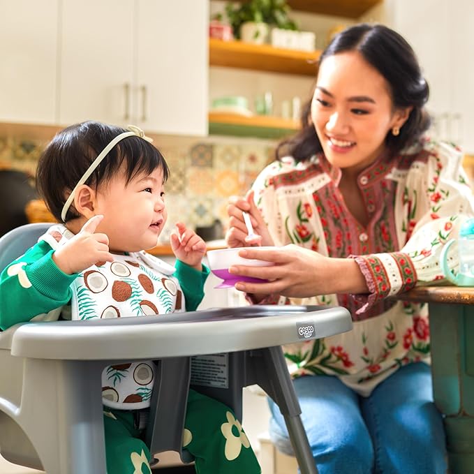 Cosco Kids Canteen High Chair Lightweight Portable Baby Feeding Chair with Adjustable Tray, Easy to Clean, Kitchen or Dining Use, Toddlers Up to 33 lbs, Mono Black