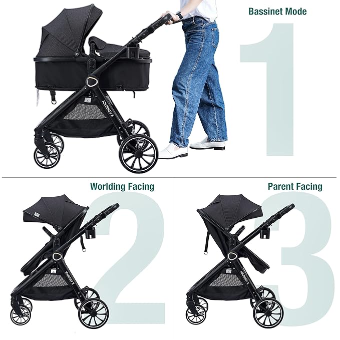 Baby Stroller 2 in 1 Newborn Convertible Stroller Bassinet for Infant New Born Pushchair 0-36 Month