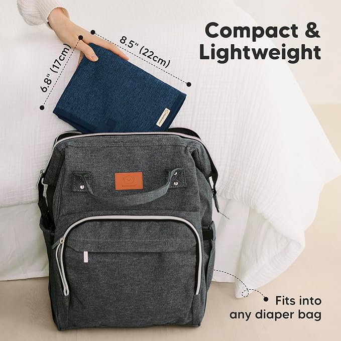 KeaBabies Portable Diaper Changing Pad, Easy Wipe Clean - Foldable Waterproof Baby Changing Mat for Diaper Bag, Compact, Lightweight, 25x13 Newborn, Infant, Baby Changer Travel Essential (Navy Blue)