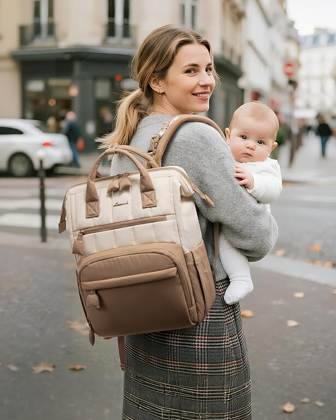 LOVEVOOK Puffer Diaper Backpack, Lightweight Baby Bag with Changing Pad, Diaper Bag for Mom Dad with Stroller Buckles