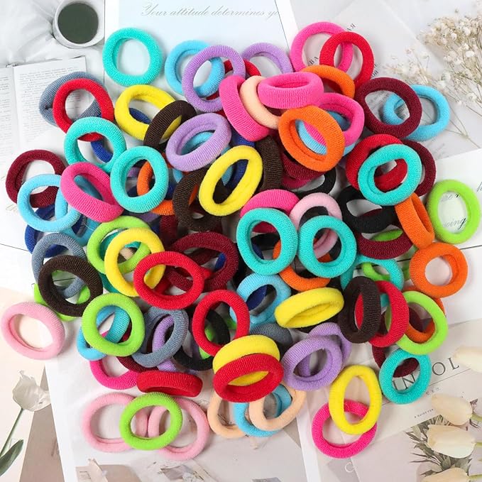 WillingTee Baby Hair Ties,300PCS Nylon Toddler Hair Ties for Girls, Kids Seamless Hair Bands, Girls Elastic Ponytail Holders,Multicolor