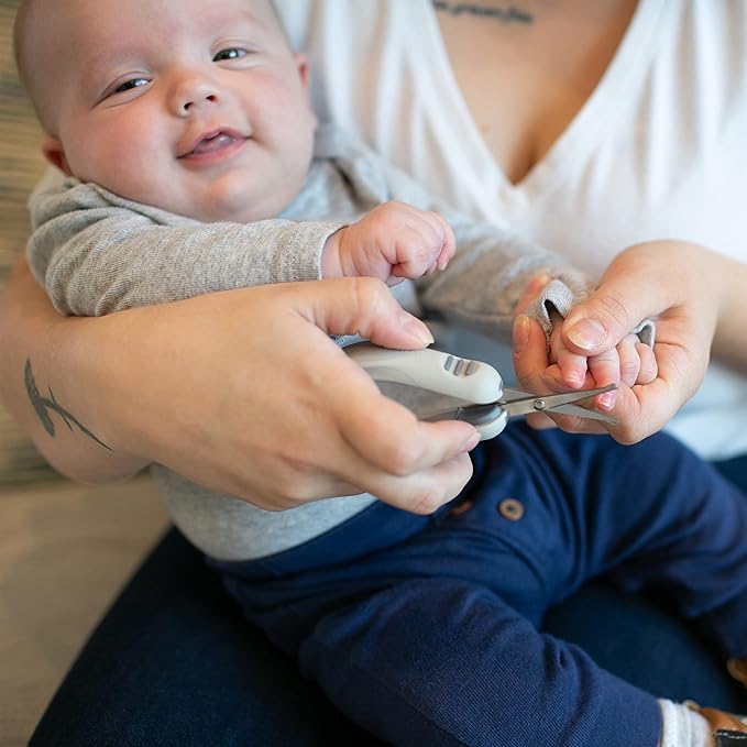 Dr. Brown's Safe Squeeze Nail Scissors with Rounded Blade Tip and 100% Silicone Handle for Infant & Baby