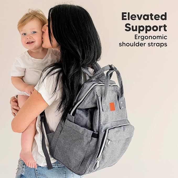 KeaBabies Baby Diaper Bag Backpack - Large Baby Bag for Boys, Girls, Waterproof Multi Function Travel Diaper Backpack with Changing Pad, Durable Travel Essentials for Moms and Dads (Classic Gray)