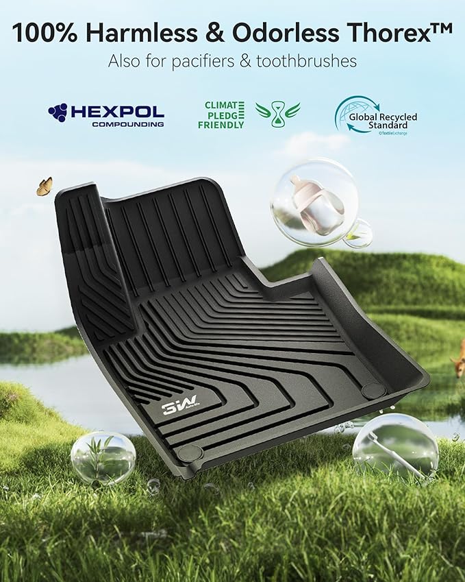 3W Floor Fit Volvo XC60 2018-2024 2025 2026 (Not for Hybrid or PHEV) TPE All-Weather Custom Fit T5 T6 Momentum Floor Liner for Volvo XC60 1st & 2nd Row Accessories Car Mats