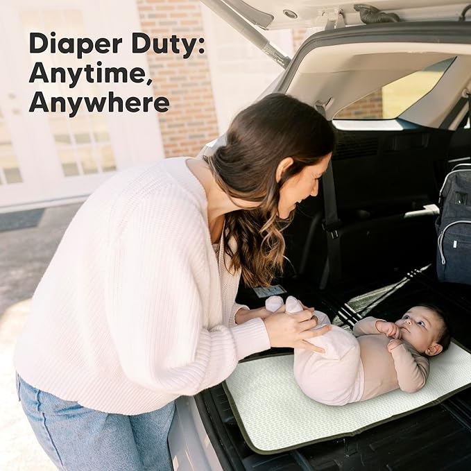 KeaBabies Portable Diaper Changing Pad, Easy Wipe Clean - Foldable Waterproof Baby Changing Mat for Diaper Bag, Compact, Lightweight, 25x13 Newborn, Infant, Baby Changer Travel Essential (Dark Olive)