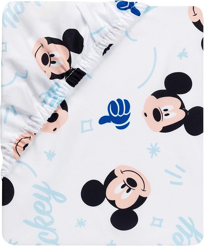 Lambs & Ivy Disney Baby Forever Mickey Mouse White Fitted Crib Sheet