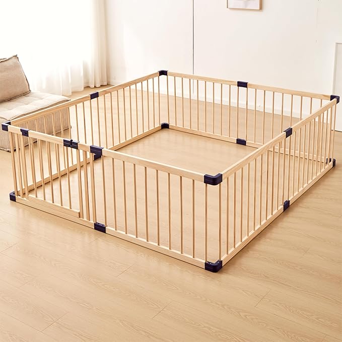 Playpen for Babies and Toddlers,Baby Playpen Fence Yard Wood,Wooden Baby Playpen for Babies and Toddlers,Wooden Baby Play Fence Yard Play Area (140X200)