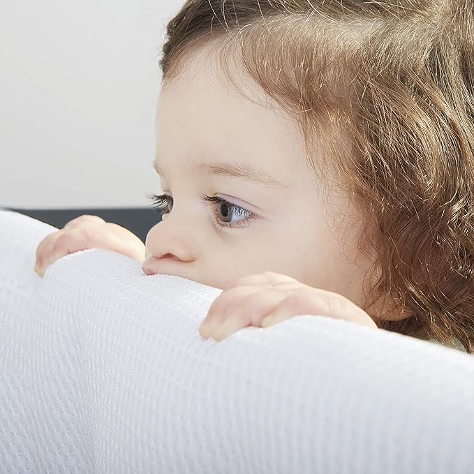 BreathableBaby Breathable Mesh RailGuard Teething Cover — White — 51” Long Panel (1) — Fits Most Full-Size and Does Not Fit Mini Cribs — Use with Coordinating Short Panels for Extra Coverage