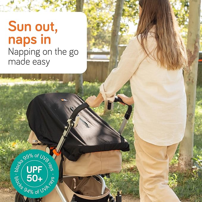 Baby Uma Stroller Sun Shade Cover - UPF 50+ Bassinet Stroller Cover, Baby Sun Protection, Breathable Blackout Mesh Baby Sun Shade, Stroller Shade Cover with Zip-up Window, 0-6 Months (+Travel Bag)