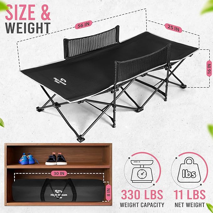 Toddler Cot Bed: Kids Travel Camping and Portable Folding Cot, Great for Outdoors and Young Guests at Home. Comfortable Sleeping Bed Easy to Store and Use (Pink)