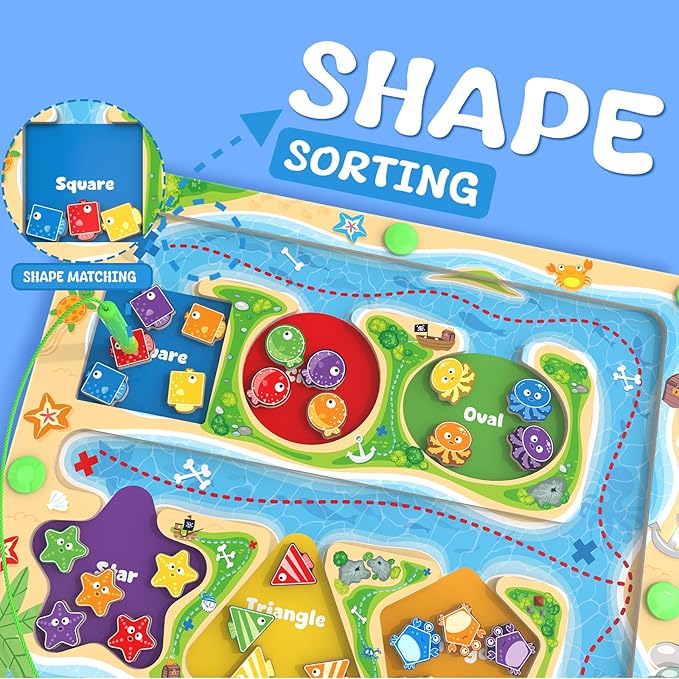 Magnetic Color & Shape Maze - Montessori Toys for 3 4 5 Year Old, Color and Shape Sorting Toy, Montessori Toys for Kids Boys Girls Gifts Ages3+, Preschool Learning Activities
