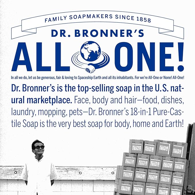 Dr. Bronner's Pure-Castile Magic Soap Liquid- Made with Regenerative Organic Certified Oils- For Body, Face, Hair, Dishes, Laundry, Vegan Bath Soaps for Men & Women, Non-GMO- Almond, 32oz + Refill