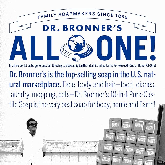 Dr. Bronner's Magic Soap-Pure-Castile Liquid Soap (Peppermint, 16 ounce, 2-Pack)-Regenerative Organic Certified Oils, 18-in-1 Uses: Body, Hair, Laundry, Pets & Dishes, Concentrated, Vegan, Non-GMO