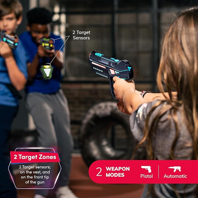 Squad Hero Rechargeable Laser Tag Set of 6 for Kids Teens & Adults - Boys Gifts - Blasters & Vest Sensors - Fun Ideas Age 8+ Year Old Toys - Lazer Teen Boy Game Boys & Girls Outdoor Teenage Activities