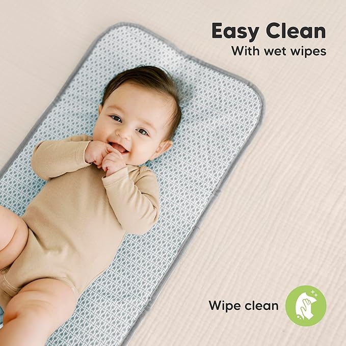 KeaBabies Portable Diaper Changing Pad, Easy Wipe Clean - Foldable Waterproof Baby Changing Mat for Diaper Bag, Compact, Lightweight, 25x13 Newborn, Infant,Baby Changer Travel Essential (Classic Gray)