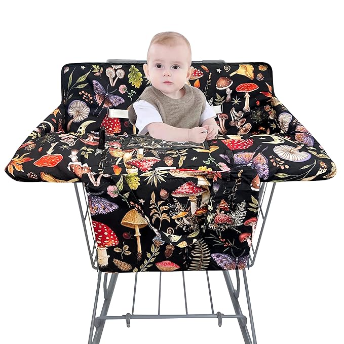 Shopping Cart Cover for Baby,2-in-1 Baby Cart Covers with Portable Cloth Bag Cart Seat Pad for Babies Grocery Cushion Cover Restaurant,Suitable for All Supermarkets and Restaurants