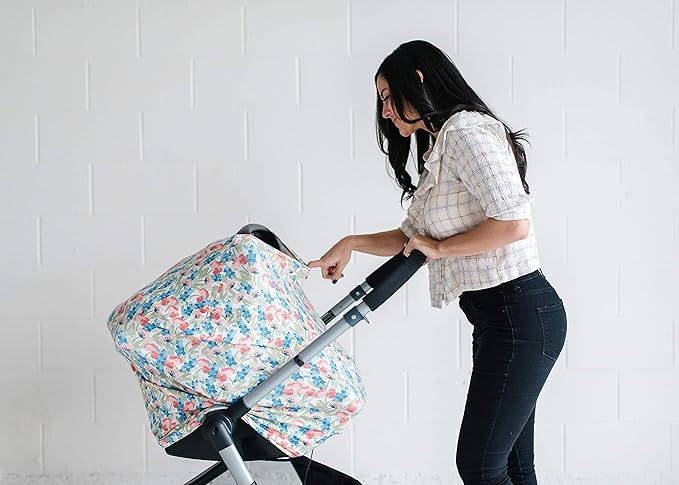 Baby Car Seat Cover Canopy and Nursing Cover Multi-Use Stretchy 5 in 1 Gift Wren by Copper Pearl