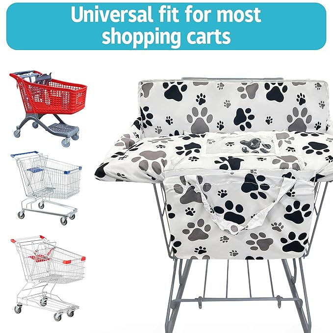 Shopping Cart Cover for Baby,2-in-1 Baby Cart Covers with Portable Cloth Bag Cart Seat Pad for Babies Grocery Cushion Cover Restaurant,Suitable for All Supermarkets and Restaurants