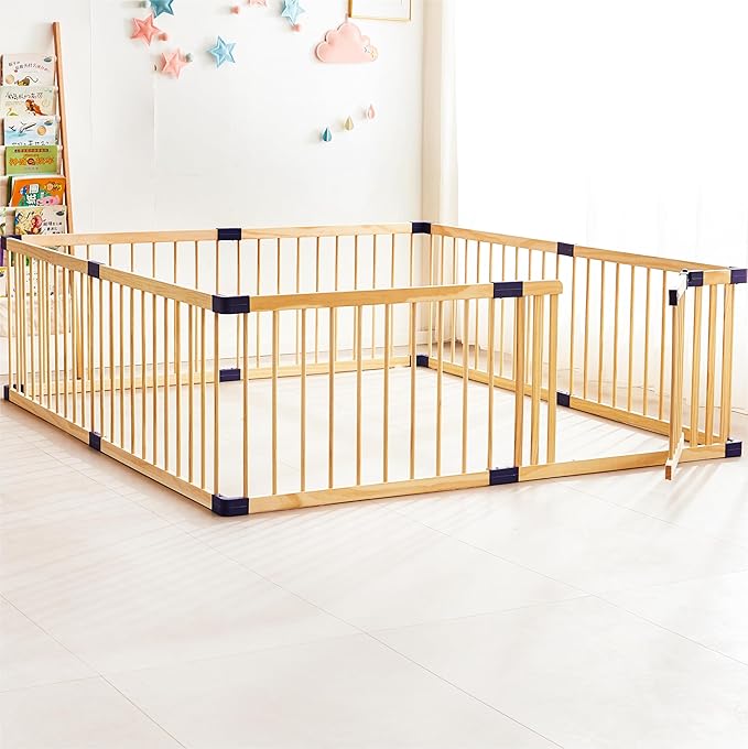 Playpen for Babies and Toddlers,Baby Playpen Fence Yard Wood,Wooden Baby Playpen for Babies and Toddlers,Wooden Baby Play Fence Yard Play Area(180X240)